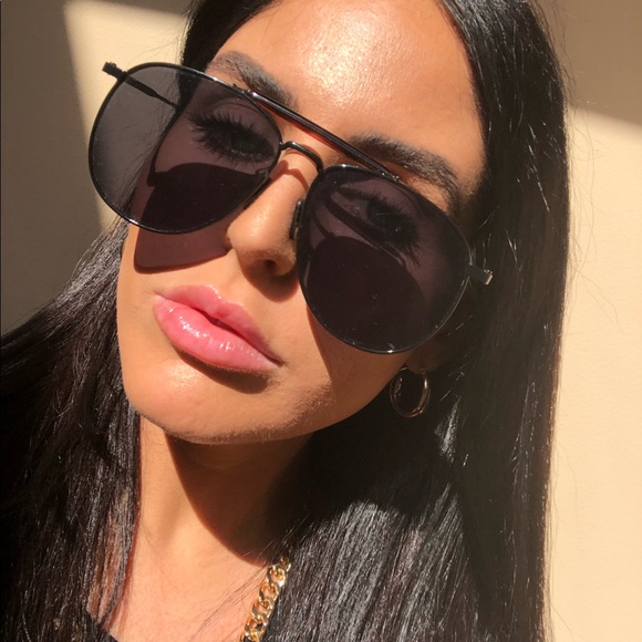 Accessories - Black Flat Lens Aviator Sunglasses